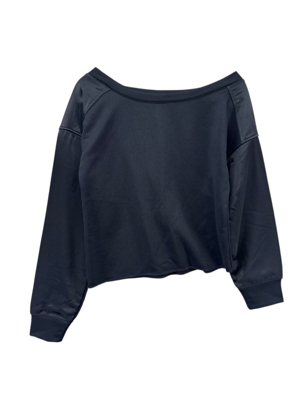 RtA Alessia Sweatshirt Womens Navy Cropped Contras French Terry Satin Panel Sz S